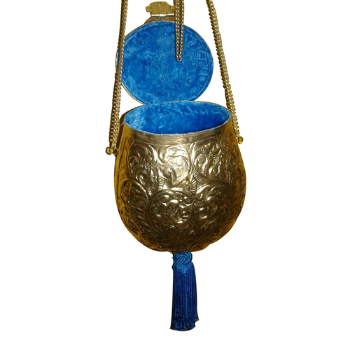 Gold Color Designer Metal Handbag With Tussle