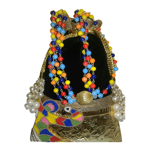 Black Color Brass Potli Handbag With Cotton Tussle