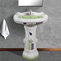 Designer Wash Basin With Pedestal - Ceramic, 640 X 500 X 920 Mm, Custom Color | Elegant Look, High Gloss Finish, Durable, Floor Mounted