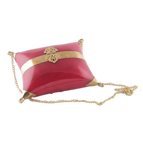 Indian Red Metal Handbag With Chain