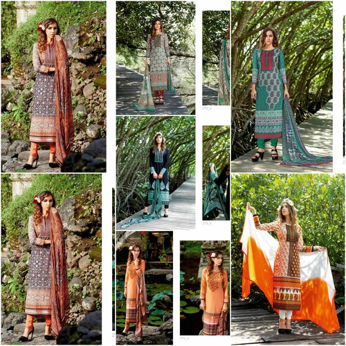 cotton with emb suits with chiffon dupatta