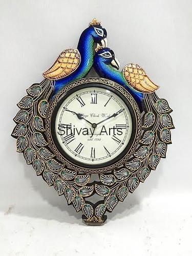 Wooden Beautiful Handcrafted Peacock Wall Clock/Decor/Hanging