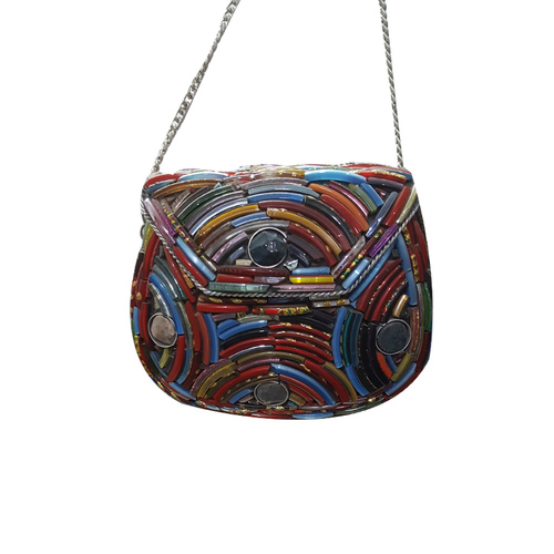 Multiple Stone Beads Handmade Metal Clutch Bag