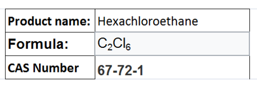 Hexachloroethane - C2cl6, 2 G/cmâ³, 186 °C Melting Point | Extreme Pressure Lubricant Additive