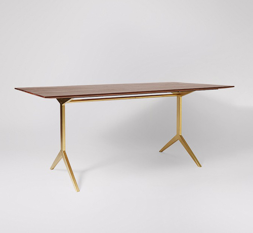 Wooden Top With Brass Leg Dining Table
