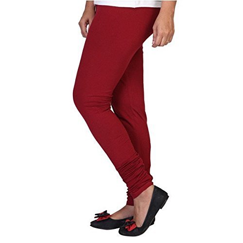 COTTON LYCRA LEGGINGS - Lycra & Cotton Blend, Sizes: XS-XXL, Color: Maroon | Features: Anti UV, Cool Dry, Non Toxic, Quick Dry, Washable