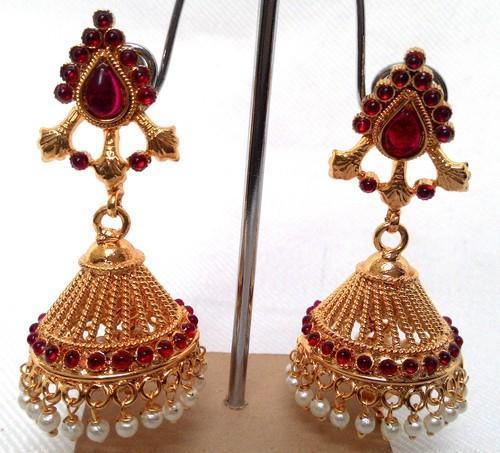 Designer Jhumka - Gold Pearl Charm Earrings | Smooth Finish, Superb Looks, Admirable Design for Parties, Engagements, Anniversaries