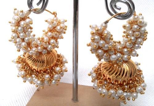 Designer Jumkha - Gold Drop Earrings with Pearl Accents | Durable Make Excellent Finish Perfect Cut for Parties