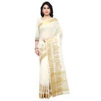 Cotton Silk Off White Saree