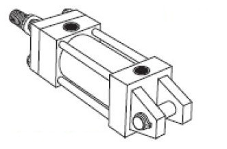 Hydraulic Cylinder - Bore 80 mm, Stroke 600 mm, Clevis Mounting | Pivot Mountings, Tension & Compression, Curved Path