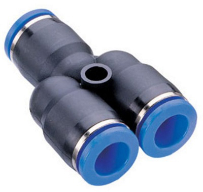 Equal Y - Polyamide, 16 mm Thread Size, Black | Pneumatic, Durable, Easy Install, 10 Bar Pressure