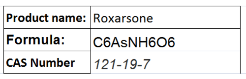 Roxarsone - Water Soluble White Powder, 99% Purity | Poultry Feed Additive, Weight Gain, Feed Efficiency, Coccidiostat