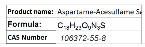 Aspartame-Acesulfame Salt - White Powder, CAS 106372-55-8 | Sweetener, Low Calorie, Intense Sweetness, Food Additive