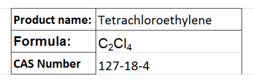 Tetrachloroethylene - C2Cl4, Boiling Point 121°C, Density 1.62 g/cm³ | Solvent for Organic Materials, Industrial Cleaning, Dry Cleaning, Metal Degreasing