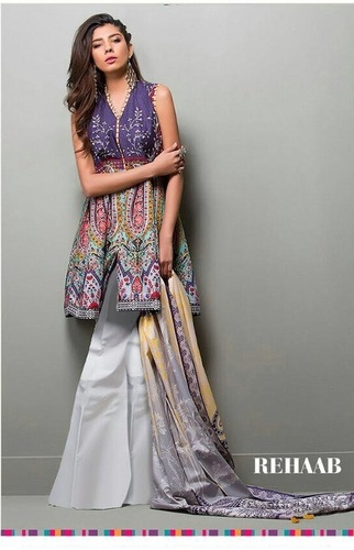 Fancy Salwar Kameez - Cotton Silk, Grey Color | Embroidered Pattern, Full Sleeves, Suitable for Summer, Winter, Rainy, Spring, Washable & Dry Cleanable