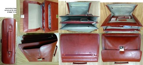 A4 Organizer Portfolio - Red - Granulated Leather