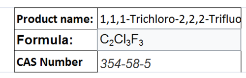 1,1,1-Trichloro-2,2,2-Trifluoroethane