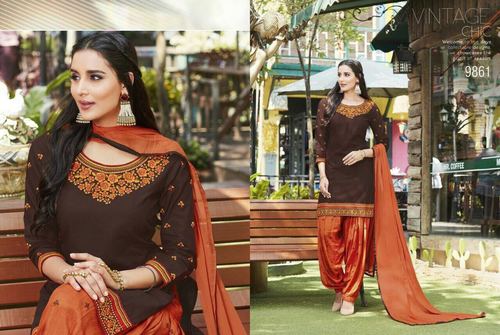 Brown & Rust Shop Designer Embroidered Suit Online