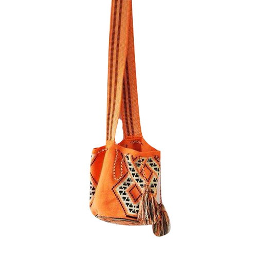 Orange Color Hand Embroidery Clutch Bag