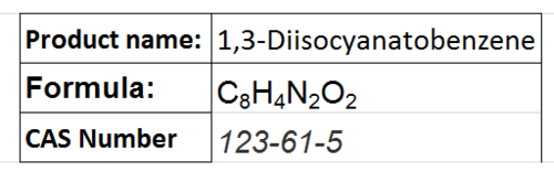 1,3-Diisocyanatobenzene - Density 1.2 g/cm³, Melting Point 30-34°C, CAS 123-61-5 | High Reactivity, Strong Bonding, Soluble in Acetone