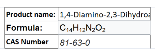 1,4-Diamino-2,3-Dihydroanthraquinone - Solid Violet Dye, CAS 81-63-0, C14H12N2O2 | Colored Smoke, Marine Flares, Water Soluble