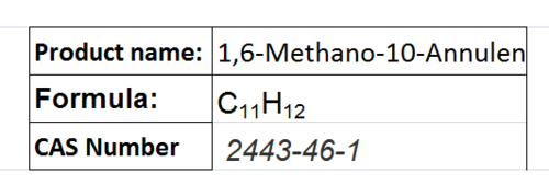 1,6-Methano-10-Annulene - C11H12, CAS 2443-46-1 | High Purity, Stable Structure, Research Grade Organic Compound