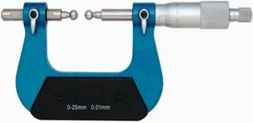 Outside Micrometer - Carbide Measuring Faces, 25-50 mm Range, 0.01 mm Resolution, 0.8 Kg Weight, High Accuracy Interchangeable Anvils