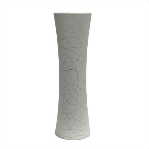 Mdf Vase In White Crackle Finish