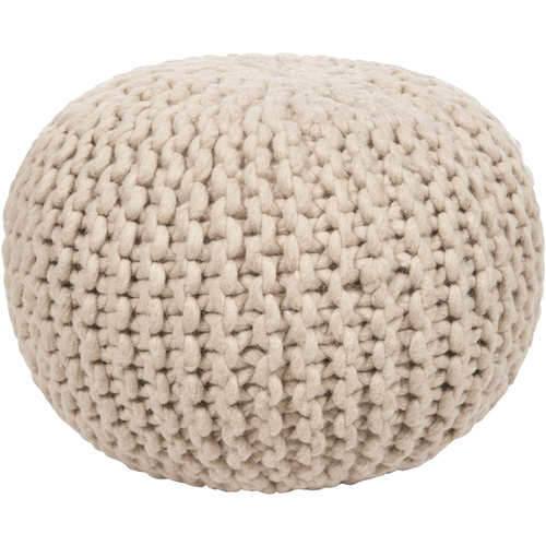 Beige Knitted Cotton Pouf