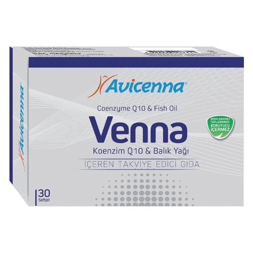 Venna Softgel - Coenzyme Q10 250mg, Fish Oil 1750mg, Total Omega-3 Fatty Acids 1260mg | Promotes Cardiovascular Health, Supports Energy Production, Antioxidant Protection, Aids Healthy Aging