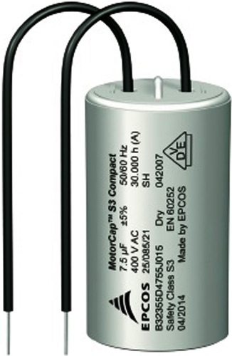 Fan Capacitor - 2 F, 440 V AC, 5% Tolerance | Application: Fan, Frequency: 50 - 60 Hz, Standard Pack Size: 10 Units