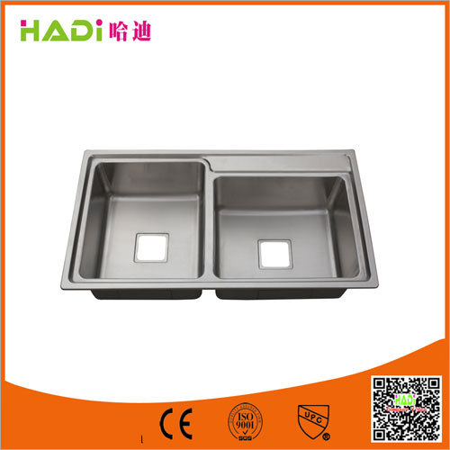 Double Bowl Stainless Steel Sink Without Drain