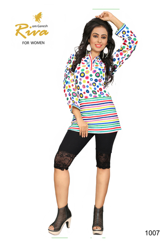 White And Mix Designer Silk Kurti