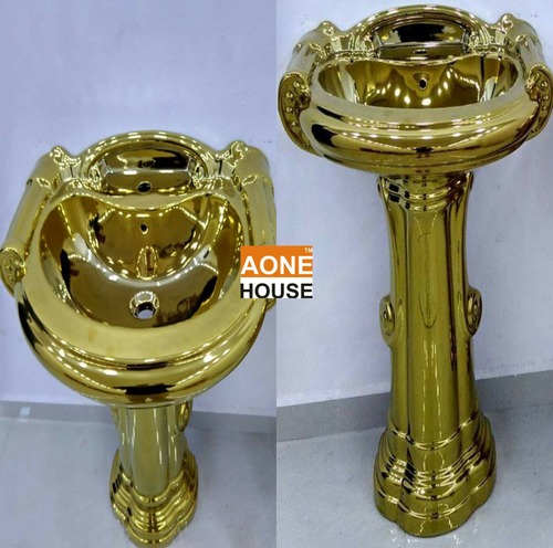 Any Color Decorative Gold Plated Wash Basin Pedestal