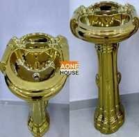 Decorative Gold Plated Wash Basin Pedestal