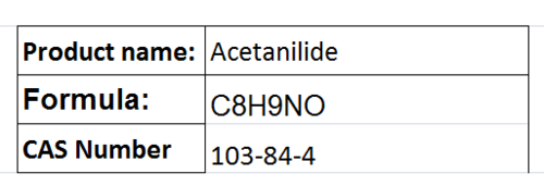 Acetanilide - Crystalline, C8H9NO, CAS 103-84-4 | Stabilizes Varnishes, Inhibits Hydrogen Peroxide Decomposition