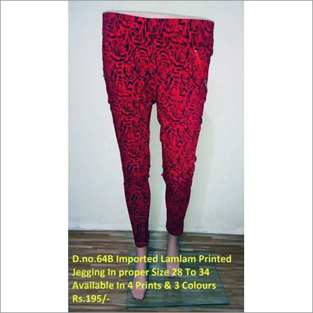 Printed Jeggings - Cotton, L/XL/XXL Size, Red Color | Washable, Casual Ethnic Design, Suitable for All Seasons