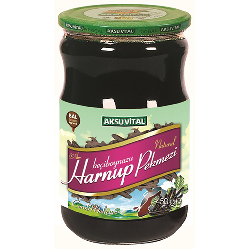 Regular Carob Molasses 800 gr - Dark Brown Glass Jar, Natural Sweetener, Antioxidant Properties, Respiratory Benefits