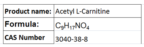Acetyl L-Carnitine - White Crystalline Powder, CAS 3040-38-8 | Energy Boost, Cognitive Function, Metabolism Support, Weight Management, Muscle Growth