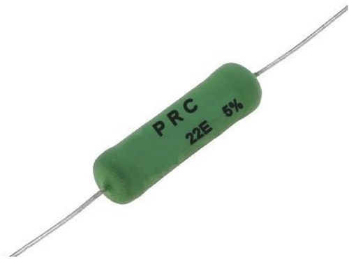 Wire Wound Resistors (Silicone Coated) - Resistance: 1E1 to 25E Ohm, Power: 20W, Dimensions: 5x5x45 mm | Features: Imported Ni-Cr Wire, Reliable Spot Welded Contacts, Low-Temperature Coefficient