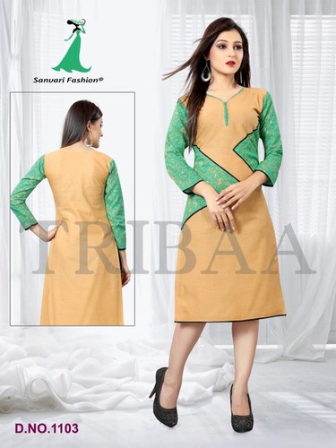 Cream & Green Sanvari Kurtis