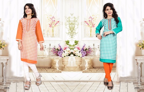 Orange And Mix Sweety Kurtis