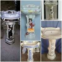 Multi Color Sticker Design Wash Basin Pedestal