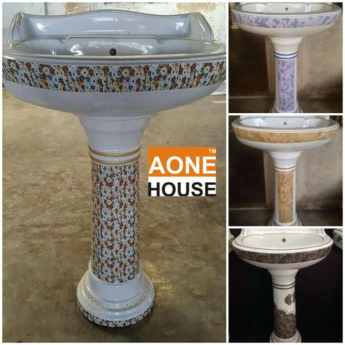 Multi Color Sticker Design Wash Basin Pedestal Installation Type: Wall Mounted