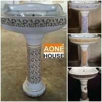 Multi Color Sticker Design Wash Basin Pedestal
