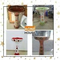 Multi Double Color Design Wash Basin Pedestal