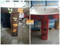 Multi Double Color Design Wash Basin Pedestal