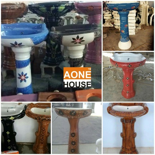 Multi Double Color Design Wash Basin Pedestal Installation Type: Wall Mounted