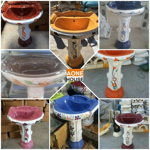 Multi Double Color Design Wash Basin Pedestal Installation Type: Wall Mounted