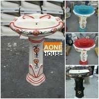 Multi Double Color Design Wash Basin Pedestal